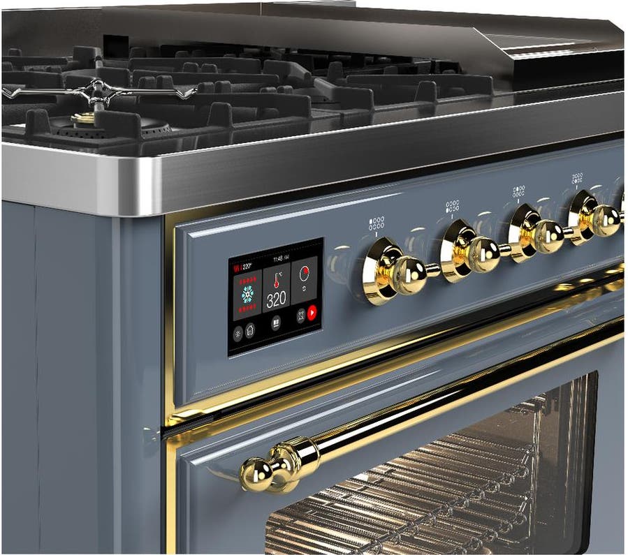 Ilve UM48FNR3BGGLP Blue Grey With Brass Trim, Liquid Propane