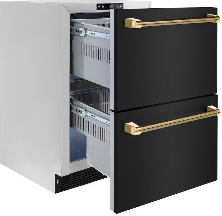 Zline RDSOZBS24KG Black Stainless Steel Doors And Polished Gold Heli...