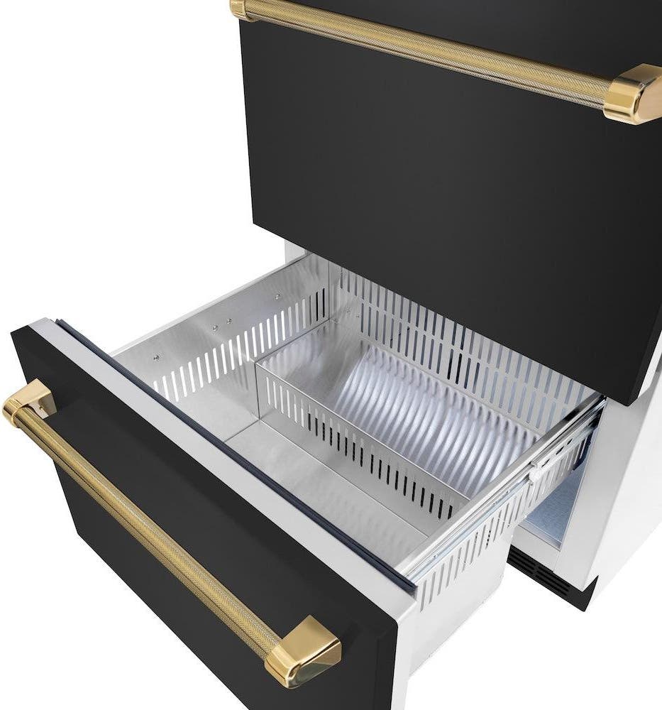 Zline RDSOZBS24KG Black Stainless Steel Doors And Polished Gold Heli...