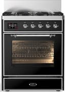 ILVE UM30N Majestic III 30 inch Dual Fuel Range with 5 Black Brass Burners
