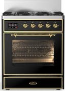 ILVE UM30N Majestic III 30 inch Dual Fuel Range with 5 Black Brass Burners