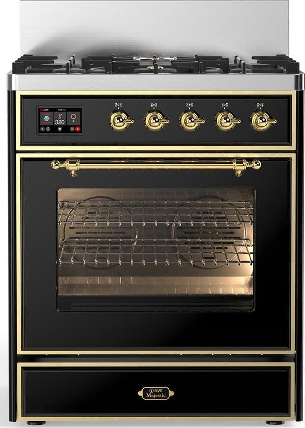 Glossy Black With Brass Trim, Natural Gas