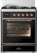 ILVE UM30N Majestic III 30 inch Dual Fuel Range with 5 Black Brass Burners
