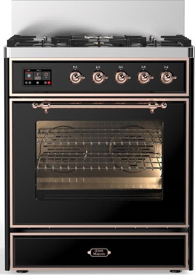 Glossy Black With Copper Trim, Natural Gas