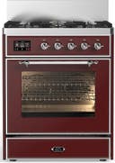 ILVE UM30N Majestic III 30 inch Dual Fuel Range with 5 Black Brass Burners