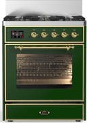 ILVE UM30N Majestic III 30 inch Dual Fuel Range with 5 Black Brass Burners
