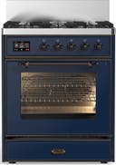 ILVE UM30N Majestic III 30 inch Dual Fuel Range with 5 Black Brass Burners