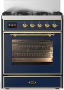 ILVE UM30N Majestic III 30 inch Dual Fuel Range with 5 Black Brass Burners