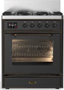 ILVE UM30N Majestic III 30 inch Dual Fuel Range with 5 Black Brass Burners