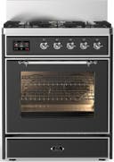 ILVE UM30N Majestic III 30 inch Dual Fuel Range with 5 Black Brass Burners