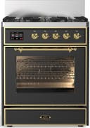 ILVE UM30N Majestic III 30 inch Dual Fuel Range with 5 Black Brass Burners