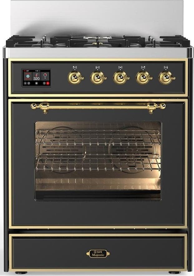 Matte Graphite With Brass Trim, Natural Gas