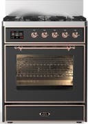 ILVE UM30N Majestic III 30 inch Dual Fuel Range with 5 Black Brass Burners