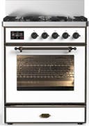 ILVE UM30N Majestic III 30 inch Dual Fuel Range with 5 Black Brass Burners