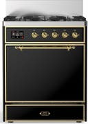 ILVE UM30N Majestic III 30 inch Dual Fuel Range with 5 Black Brass Burners