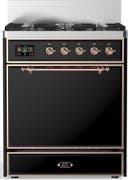 ILVE UM30N Majestic III 30 inch Dual Fuel Range with 5 Black Brass Burners