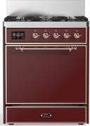 ILVE UM30N Majestic III 30 inch Dual Fuel Range with 5 Black Brass Burners