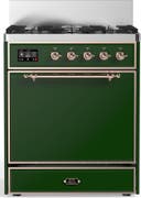 ILVE UM30N Majestic III 30 inch Dual Fuel Range with 5 Black Brass Burners