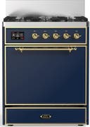 ILVE UM30N Majestic III 30 inch Dual Fuel Range with 5 Black Brass Burners