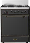 ILVE UM30N Majestic III 30 inch Dual Fuel Range with 5 Black Brass Burners