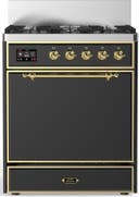 ILVE UM30N Majestic III 30 inch Dual Fuel Range with 5 Black Brass Burners