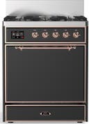 ILVE UM30N Majestic III 30 inch Dual Fuel Range with 5 Black Brass Burners