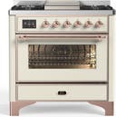 ILVE UM36F Majestic III 36 inch Dual Fuel Range with 6 Black Brass Burners, Griddle