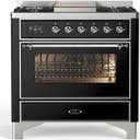 ILVE UM36F Majestic III 36 inch Dual Fuel Range with 6 Black Brass Burners, Griddle