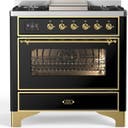 ILVE UM36F Majestic III 36 inch Dual Fuel Range with 6 Black Brass Burners, Griddle