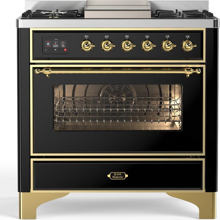 Glossy Black With Brass Trim, Natural Gas