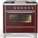ILVE UM36F Majestic III 36 inch Dual Fuel Range with 6 Black Brass Burners, Griddle