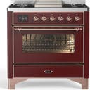 ILVE UM36F Majestic III 36 inch Dual Fuel Range with 6 Black Brass Burners, Griddle