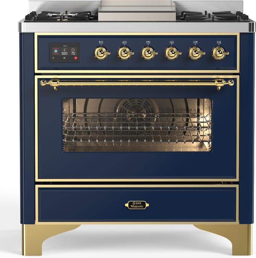 Midnight Blue With Brass Trim, Natural Gas