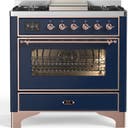 ILVE UM36F Majestic III 36 inch Dual Fuel Range with 6 Black Brass Burners, Griddle