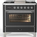 ILVE UM36F Majestic III 36 inch Dual Fuel Range with 6 Black Brass Burners, Griddle