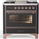 ILVE UM36F Majestic III 36 inch Dual Fuel Range with 6 Black Brass Burners, Griddle