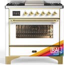 ILVE UM36F Majestic III 36 inch Dual Fuel Range with 6 Black Brass Burners, Griddle