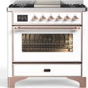 ILVE UM36F Majestic III 36 inch Dual Fuel Range with 6 Black Brass Burners, Griddle