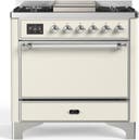 ILVE UM36F Majestic III 36 inch Dual Fuel Range with 6 Black Brass Burners, Griddle