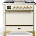 ILVE UM36F Majestic III 36 inch Dual Fuel Range with 6 Black Brass Burners, Griddle
