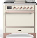 ILVE UM36F Majestic III 36 inch Dual Fuel Range with 6 Black Brass Burners, Griddle