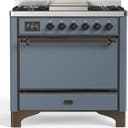 ILVE UM36F Majestic III 36 inch Dual Fuel Range with 6 Black Brass Burners, Griddle