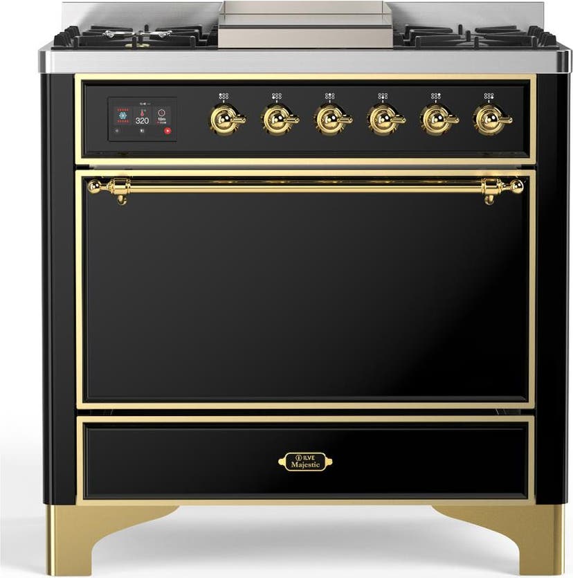Glossy Black With Brass Trim, Liquid Propane