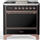 ILVE UM36F Majestic III 36 inch Dual Fuel Range with 6 Black Brass Burners, Griddle