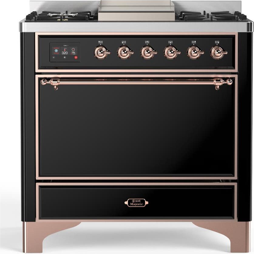 Glossy Black With Copper Trim, Natural Gas