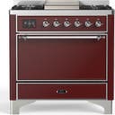 ILVE UM36F Majestic III 36 inch Dual Fuel Range with 6 Black Brass Burners, Griddle