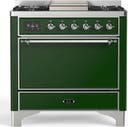 ILVE UM36F Majestic III 36 inch Dual Fuel Range with 6 Black Brass Burners, Griddle