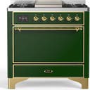 ILVE UM36F Majestic III 36 inch Dual Fuel Range with 6 Black Brass Burners, Griddle