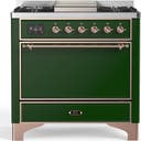 ILVE UM36F Majestic III 36 inch Dual Fuel Range with 6 Black Brass Burners, Griddle