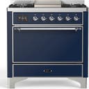 ILVE UM36F Majestic III 36 inch Dual Fuel Range with 6 Black Brass Burners, Griddle